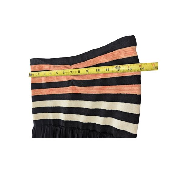 Rachel Roy Strapless Maxi Dress Black Coral Stripe Bodice Pleated Skirt *SZ M - Picture 6 of 10